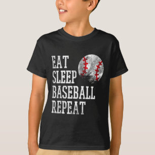 Essen Schlaf Baseball Wiederholen Coach Team Spiel T-Shirt