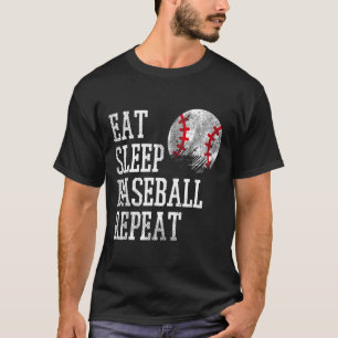 Essen Schlaf Baseball Wiederholen Coach Team Spiel T-Shirt