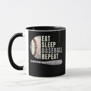 Essen Schlaf Baseball Wiederholen Lustiger Basebal Tasse