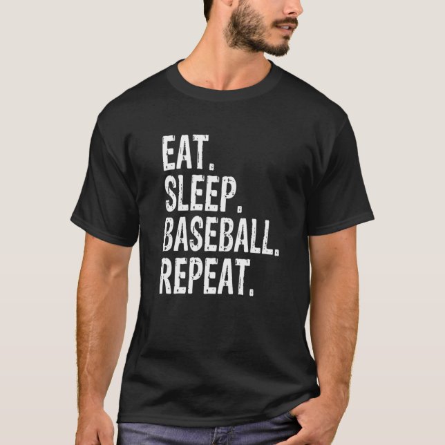 Essen Schlaf Baseball Wiederholung Baseball Premiu T-Shirt (Vorderseite)