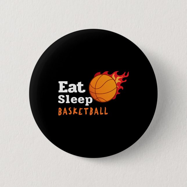 Essen Schlaf Basketball Button (Vorderseite)
