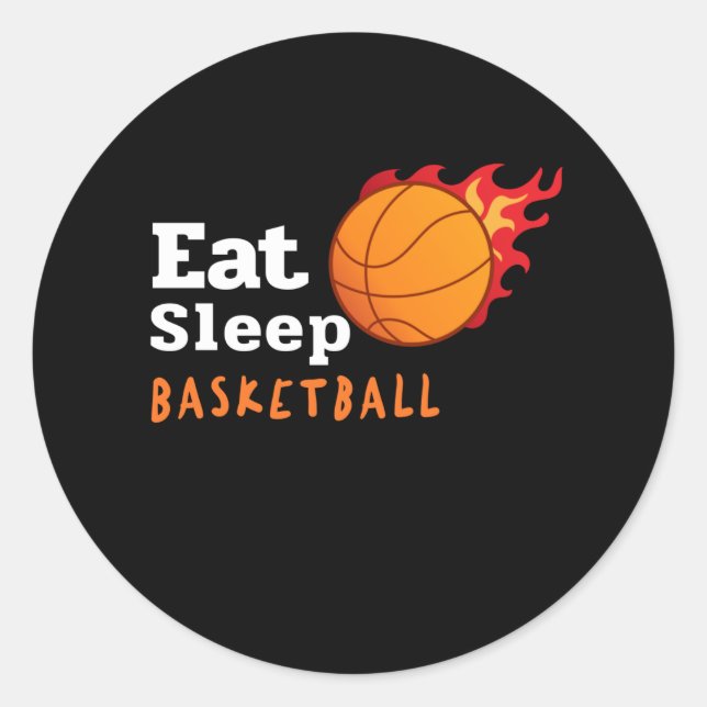 Essen Schlaf Basketball Runder Aufkleber (Vorderseite)