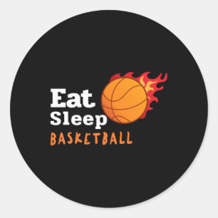 Essen Schlaf Basketball Runder Aufkleber