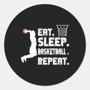 Essen Schlaf Basketball Wiederholen Basketball Spo Runder Aufkleber