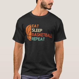 Essen Schlaf Basketball Wiederholen Retro Vintag T-Shirt