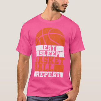 Essen Schlaf Basketball Wiederholung Boy Kids Funn T-Shirt
