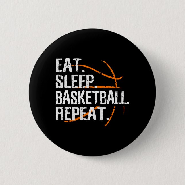 Essen Schlaf Basketball Wiederholung - Geschenk fü Button (Vorderseite)