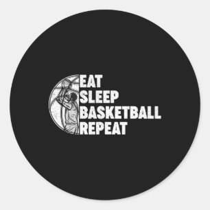 Essen Schlaf Basketball Wiederholung Teens Girls B Runder Aufkleber
