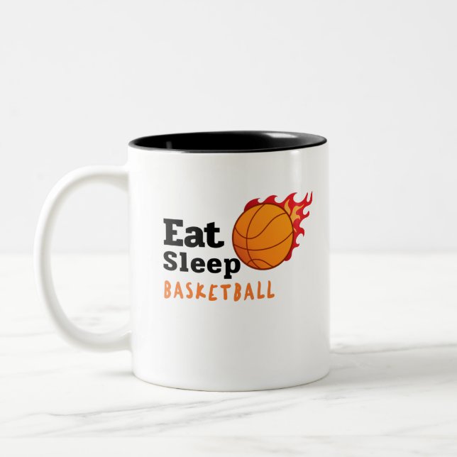 Essen Schlaf Basketball Zweifarbige Tasse (Links)