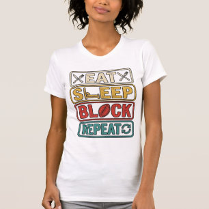 Essen Schlaf Block Wiederholen Fußball Vintage-Shi T-Shirt