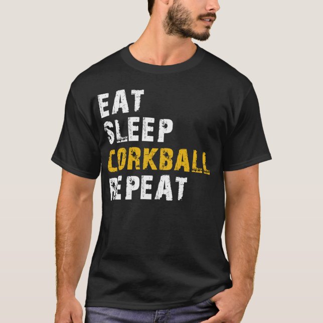 Essen Schlaf Corkball T-Shirt (Vorderseite)