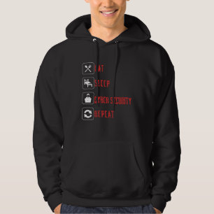 Essen Schlaf Cyber-Sicherheit Wiederholen und Schü Hoodie