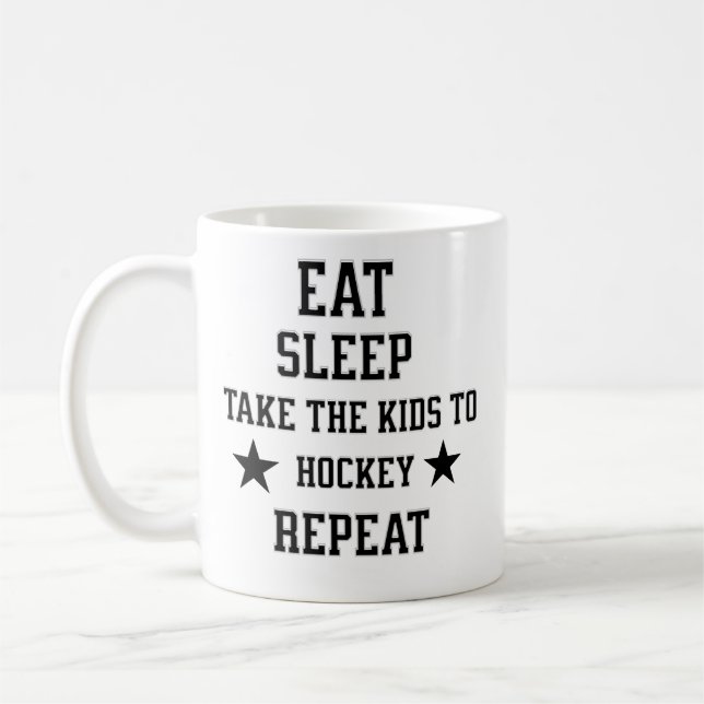 Essen Schlaf die Kinder zum Hockey Wiederholen, Kaffeetasse (Links)