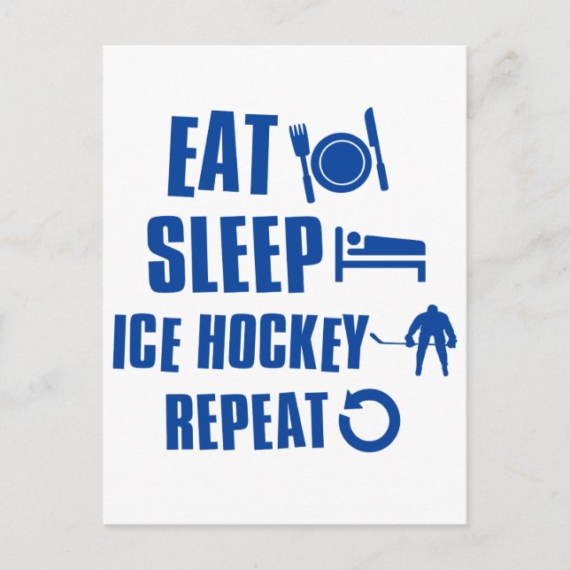 Essen Schlaf Eishockey Postkarte (Vorderseite)