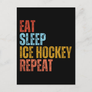 ESSEN SCHLAF EISHOCKEY WIEDERHOLEN POSTKARTE