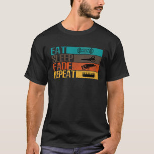 Essen Schlaf Fade Wiederholung Vintagen Friseur Sa T-Shirt