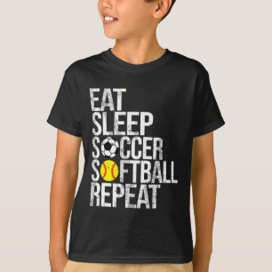Essen Schlaf Fußball Softll Wiederholen Lustig Ll  T-Shirt
