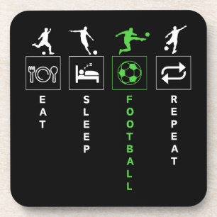 Essen Schlaf Fußball Wiederholen Getränkeuntersetzer