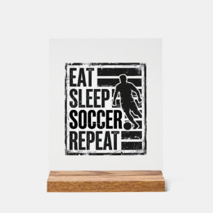 Essen Schlaf Fußball Wiederholen Vintage Spieler S Acrylschild