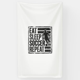 Essen Schlaf Fußball Wiederholen Vintage Spieler S Banner