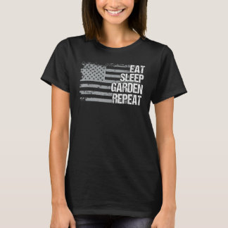 Essen Schlaf Garten Wiederholen Uns Flagge Männer T-Shirt
