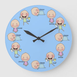 Essen-Schlaf-Gekackte-Baby Kinderzimmer-Uhr Große Wanduhr