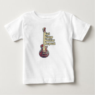Essen Schlaf Gitarre wiederholen. Vintage farbenfr Baby T-shirt