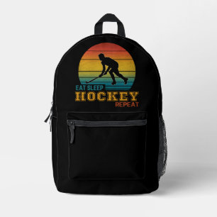 Essen Schlaf Hockey Wiederholen Bedruckter Rucksack