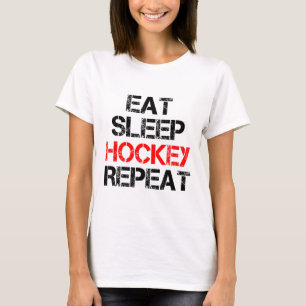 Essen Schlaf Hockey Wiederholen Eisfeld Schlittsch T-Shirt
