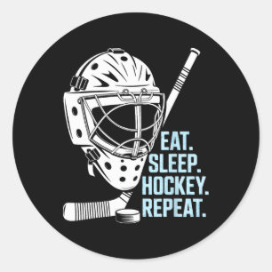 Essen Schlaf Hockey Wiederholen Hockey Maske Stick Runder Aufkleber