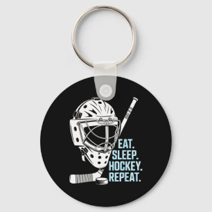 Essen Schlaf Hockey Wiederholen Hockey Maske Stick Schlüsselanhänger