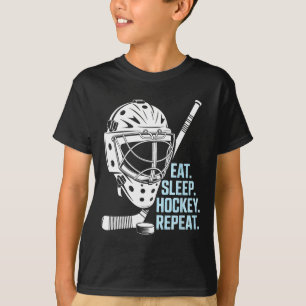 Essen Schlaf Hockey Wiederholen Hockey Maske Stick T-Shirt