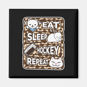 Essen Schlaf Hockey Wiederholen Jungen Mädchen Kin Magnet