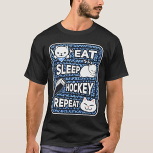 Essen Schlaf Hockey Wiederholen Jungen Mädchen Kin T-Shirt