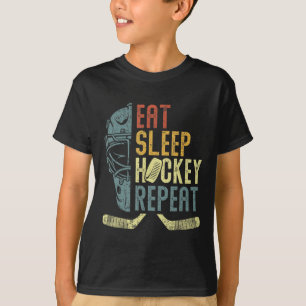 Essen Schlaf Hockey Wiederholen Kinder Erwachsene  T-Shirt