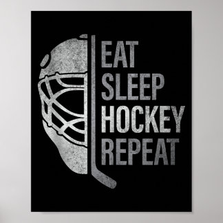 Essen Schlaf Hockey wiederholen lustige Eishockeys Poster
