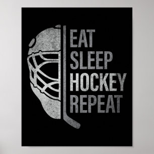Essen Schlaf Hockey Wiederholen Lustige Eishockeys Poster