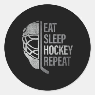 Essen Schlaf Hockey Wiederholen Lustige Eishockeys Runder Aufkleber