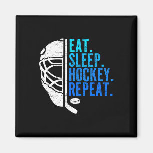 Essen Schlaf Hockey Wiederholen Lustige Jungen Hoc Magnet