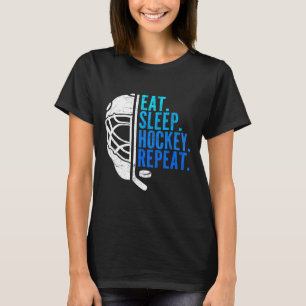Essen Schlaf Hockey Wiederholen Lustige Jungen Hoc T-Shirt