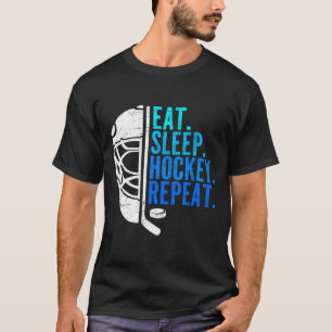 Essen Schlaf Hockey wiederholen lustige Jungen Hoc T-Shirt