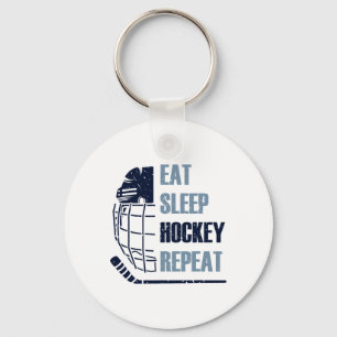 Essen Schlaf Hockey Wiederholen Lustige Maske Kleb Schlüsselanhänger