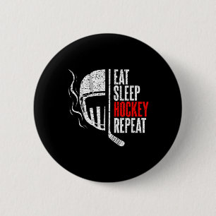 Essen Schlaf Hockey Wiederholen Lustiges Hockey Button