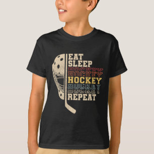 Essen Schlaf Hockey Wiederholen Männer Jungen Kind T-Shirt