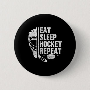 Essen Schlaf Hockey Wiederholen Torwarthelm Stock Button