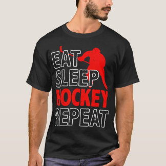 Essen Schlaf Hockey Wiederholung Eishockey Liebhab T-Shirt