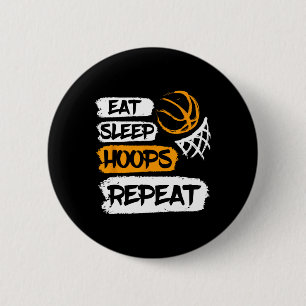 Essen Schlaf Hoops Wiederholen Sie Vintage-Basketb Button