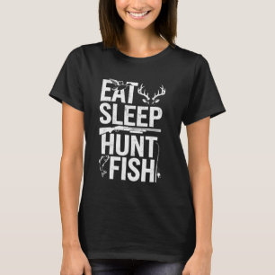 Essen Schlaf Jagen Fisch Angeln Fan Fischer Jagd T-Shirt