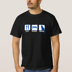 Essen Schlaf Meow - Katze blau T-Shirt