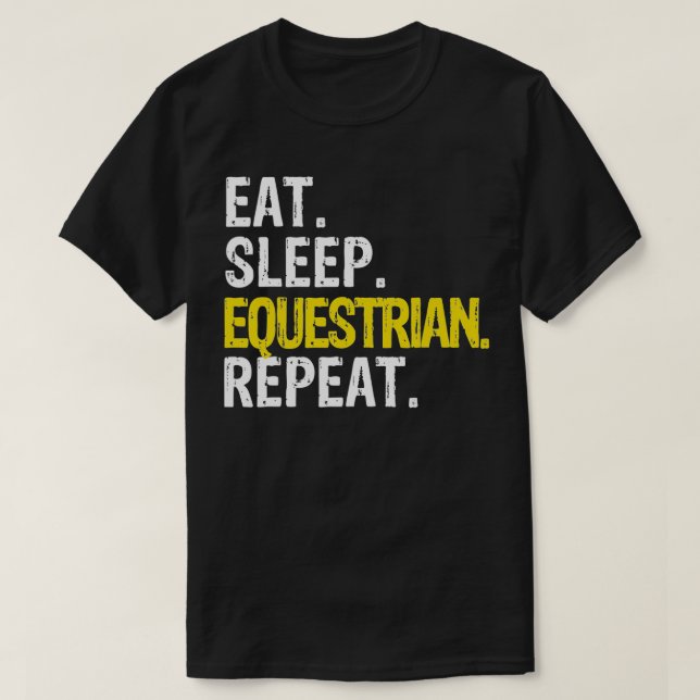 Essen Schlaf Reitpferde T-Shirt (Design vorne)